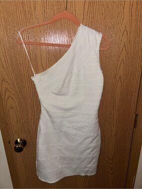 Express One-Shoulder White Bandage-Style Dress